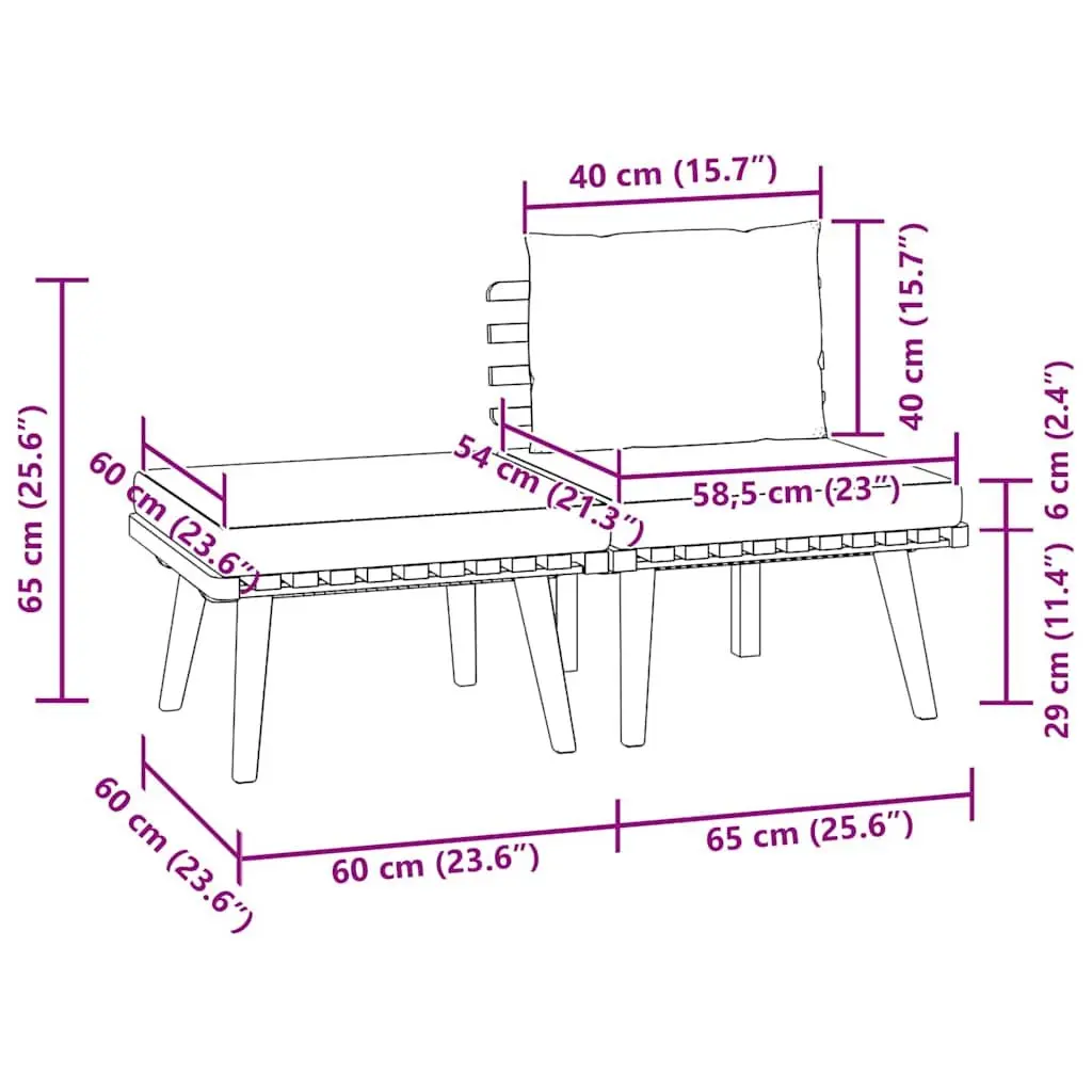 Solid Wood 3 Piece Lounge Set with Grey Cushions