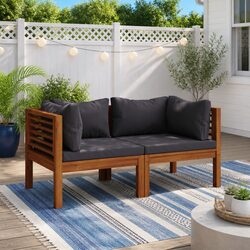 Durable Outdoor Corner Sectional Sofa Set with Grey Cushions
