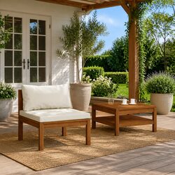 2-Piece Outdoor Acacia Wood Sectional Sofa Set