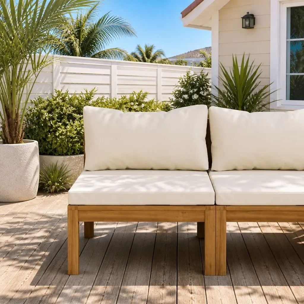Outdoor Sectional Middle Sofa Unit in Cream White