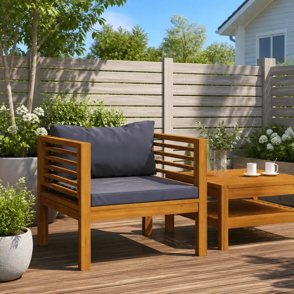 Garden Chair with Dark Grey Cushions