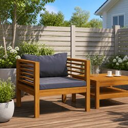 Durable Garden Chair with Dark Grey Cushions