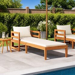 Acacia Wood Outdoor Sun Lounger with Cushions