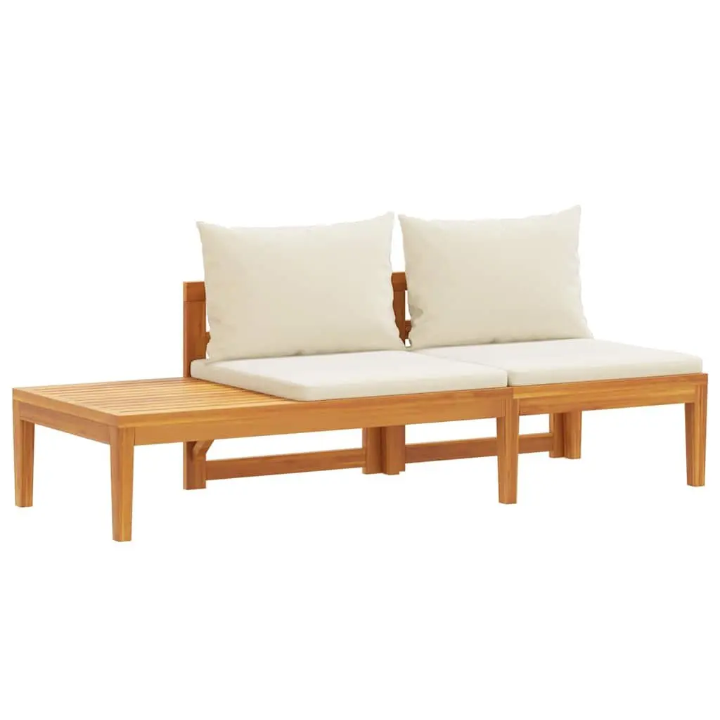 Solid Acacia Wood Garden Bench with Integrated Table