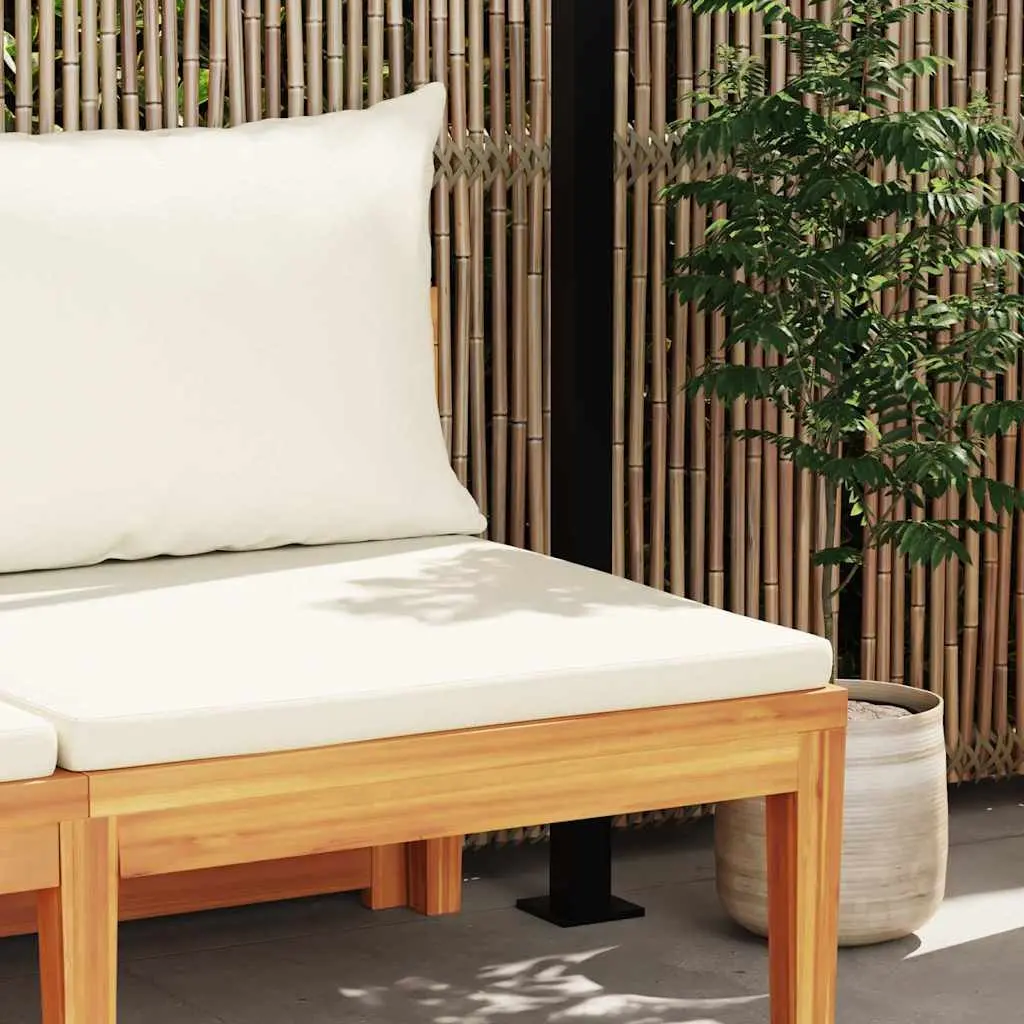 Solid Acacia Wood Garden Bench with Integrated Table