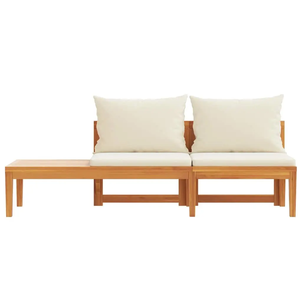 Solid Acacia Wood Garden Bench with Integrated Table
