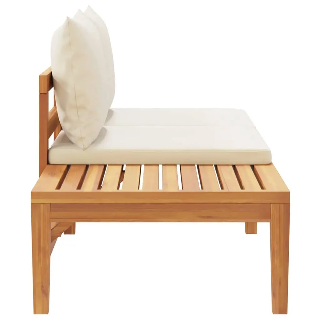 Solid Acacia Wood Garden Bench with Integrated Table