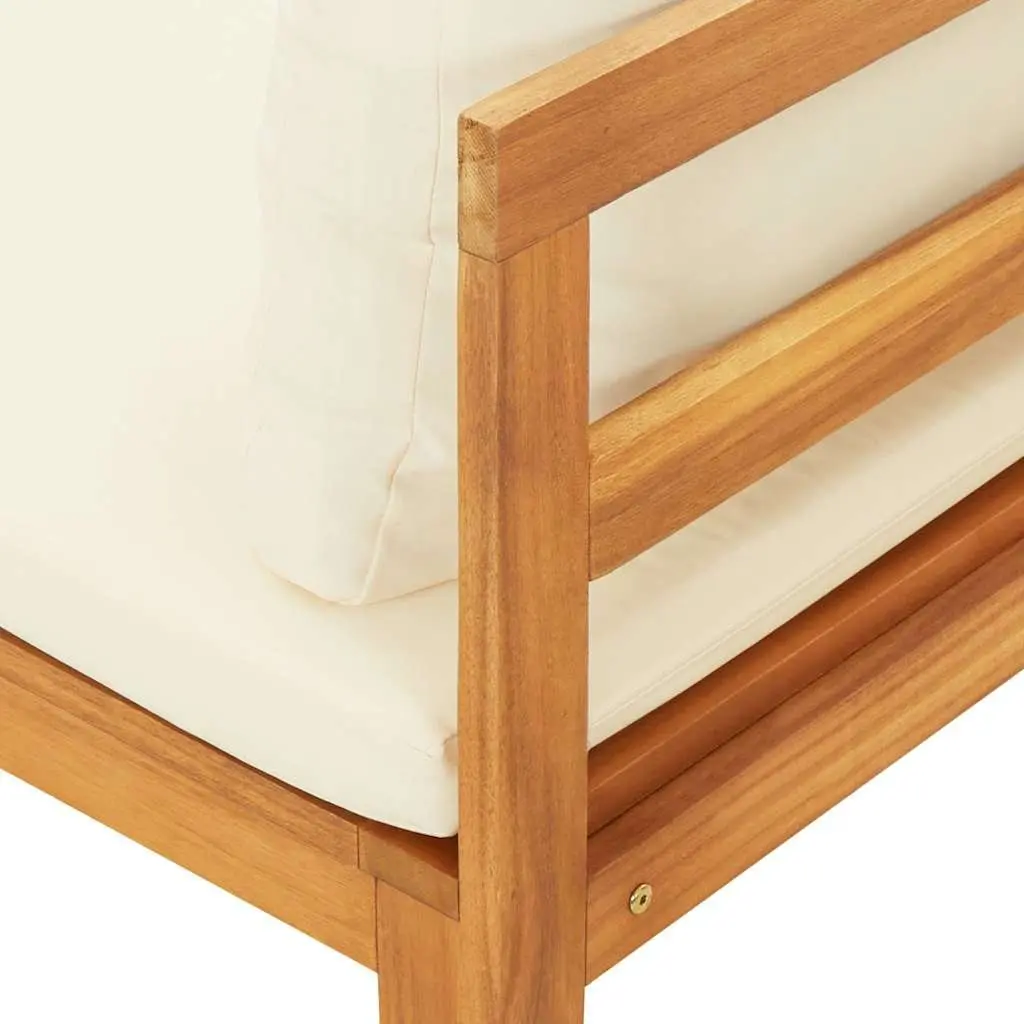 Solid Acacia Wood Garden Bench with Integrated Table
