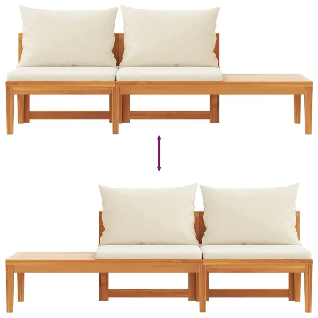 Solid Acacia Wood Garden Bench with Integrated Table