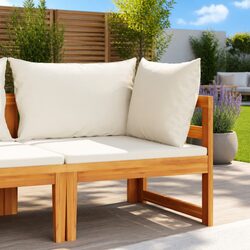 Wooden Outdoor Corner Sofa Sectional with Cushions