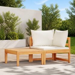 2 Piece Acacia Wood Garden Lounge Set with Cushions