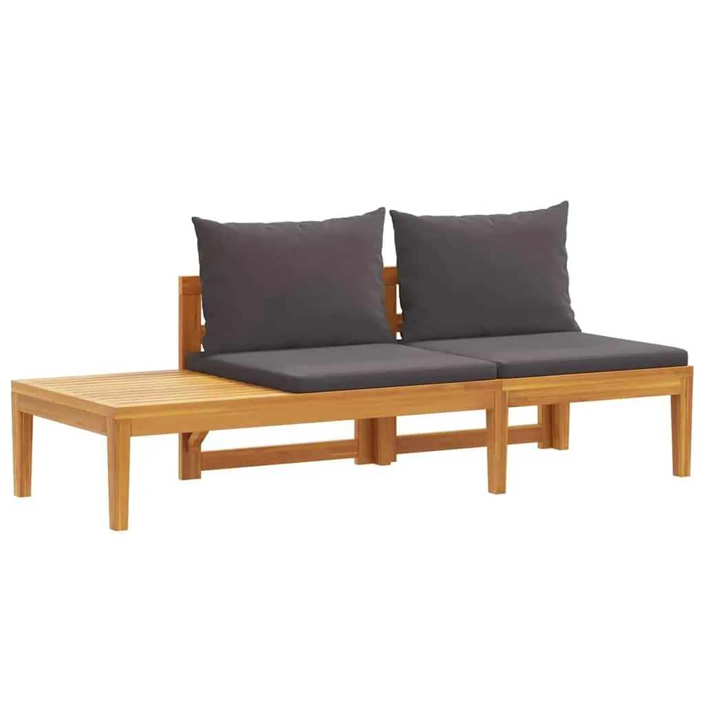 Solid Acacia Wood Garden Bench with Integrated Table