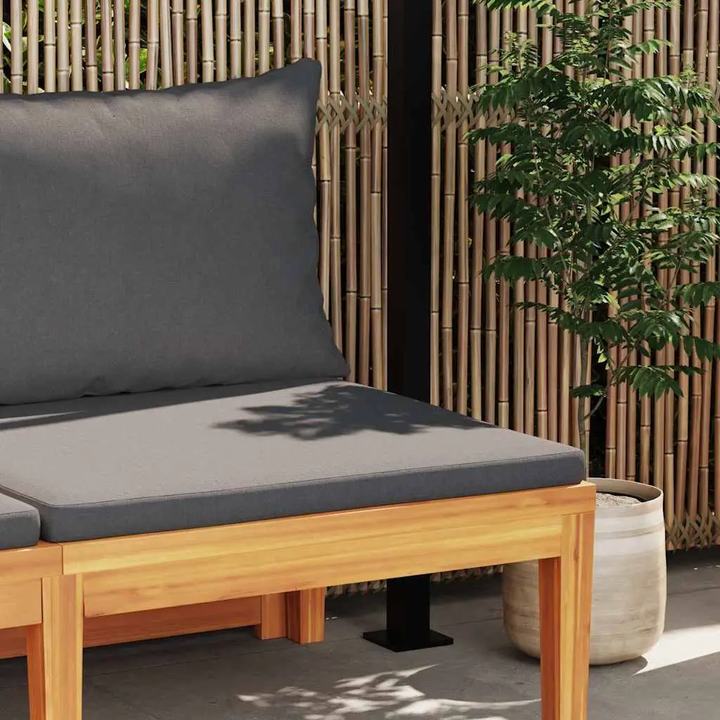 Solid Acacia Wood Garden Bench with Integrated Table