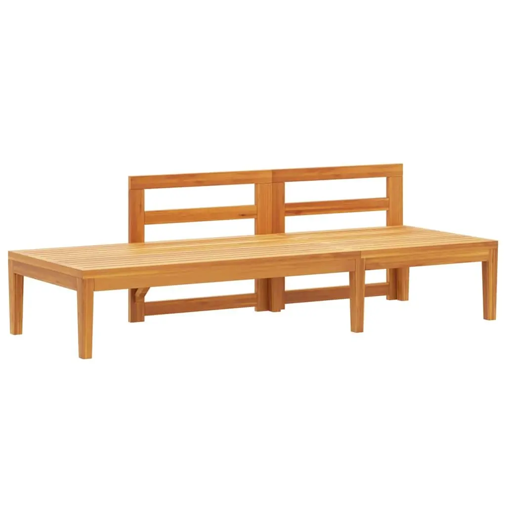 Solid Acacia Wood Garden Bench with Integrated Table