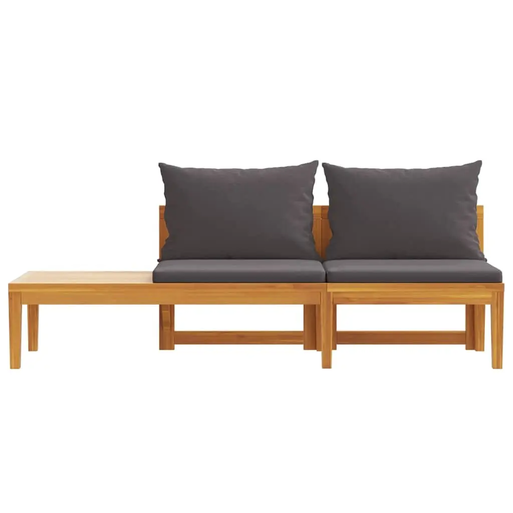 Solid Acacia Wood Garden Bench with Integrated Table