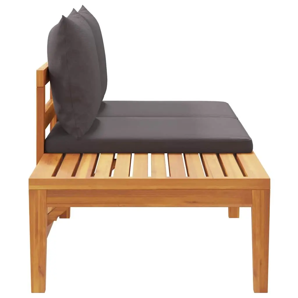 Solid Acacia Wood Garden Bench with Integrated Table