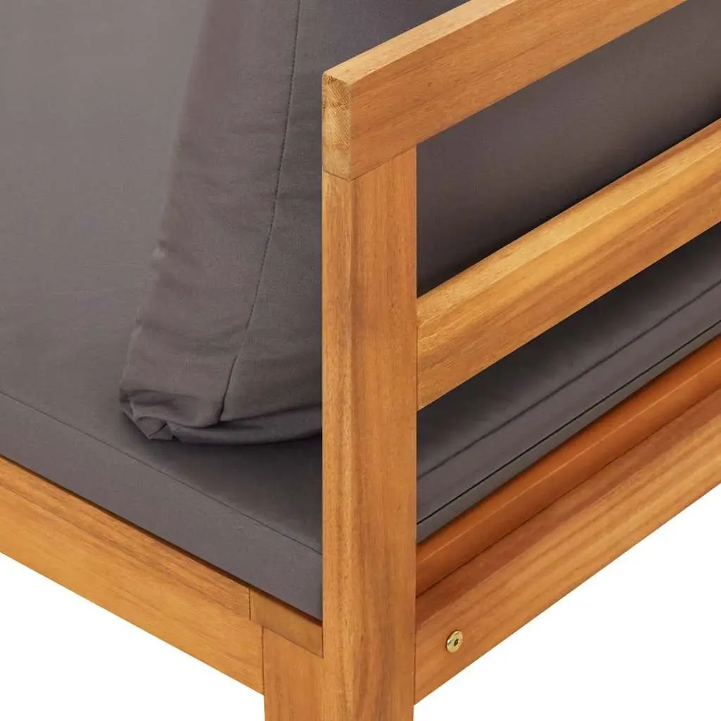 Solid Acacia Wood Garden Bench with Integrated Table