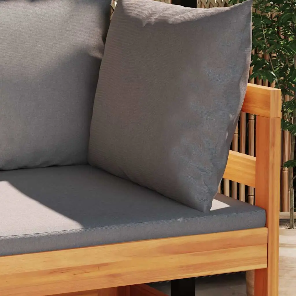 Outdoor Corner Sofa Acacia Wood Garden Sectional Lounge with Dark Grey Cushions