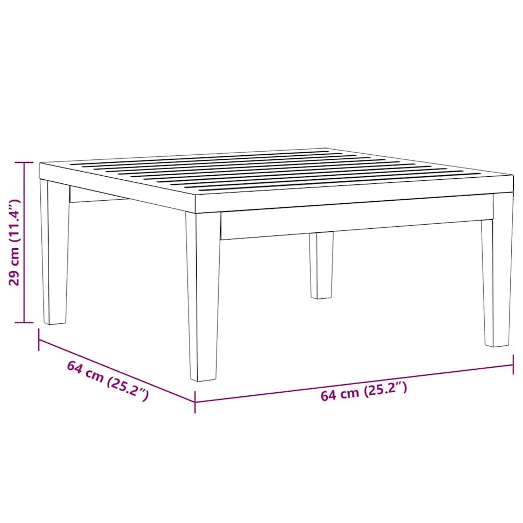 Brown Solid Acacia Wood Outdoor Garden Table 64x64x29cm