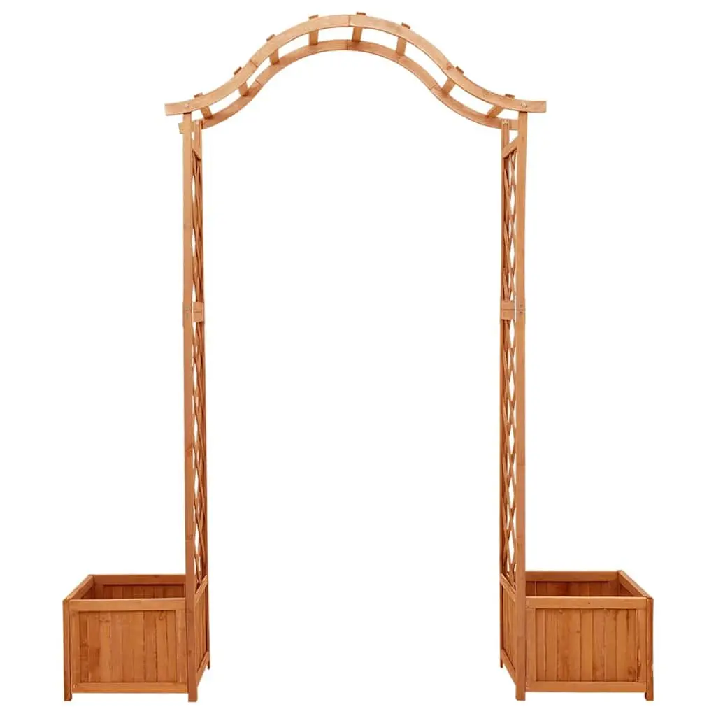 Garden Pergola Solid Firwood Brown with Planter Boxes