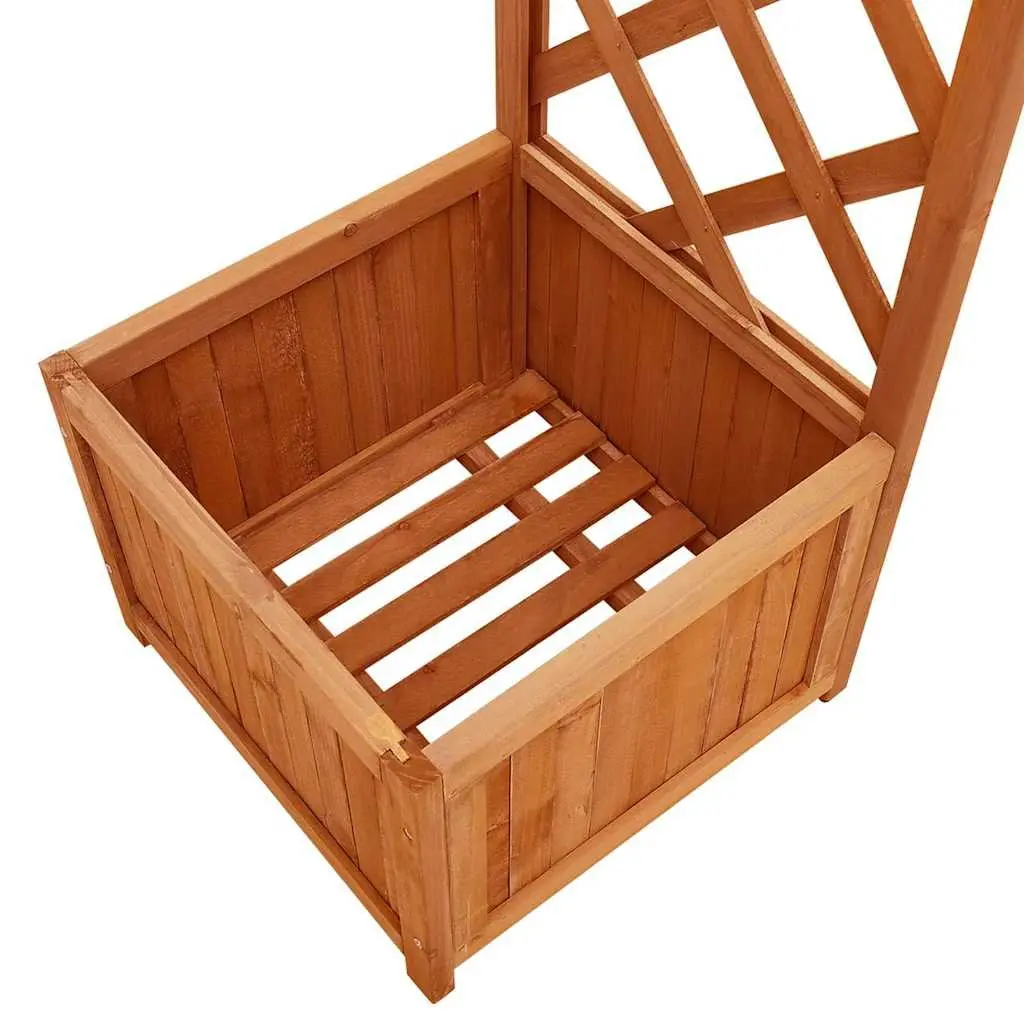 Garden Pergola Solid Firwood Brown with Planter Boxes
