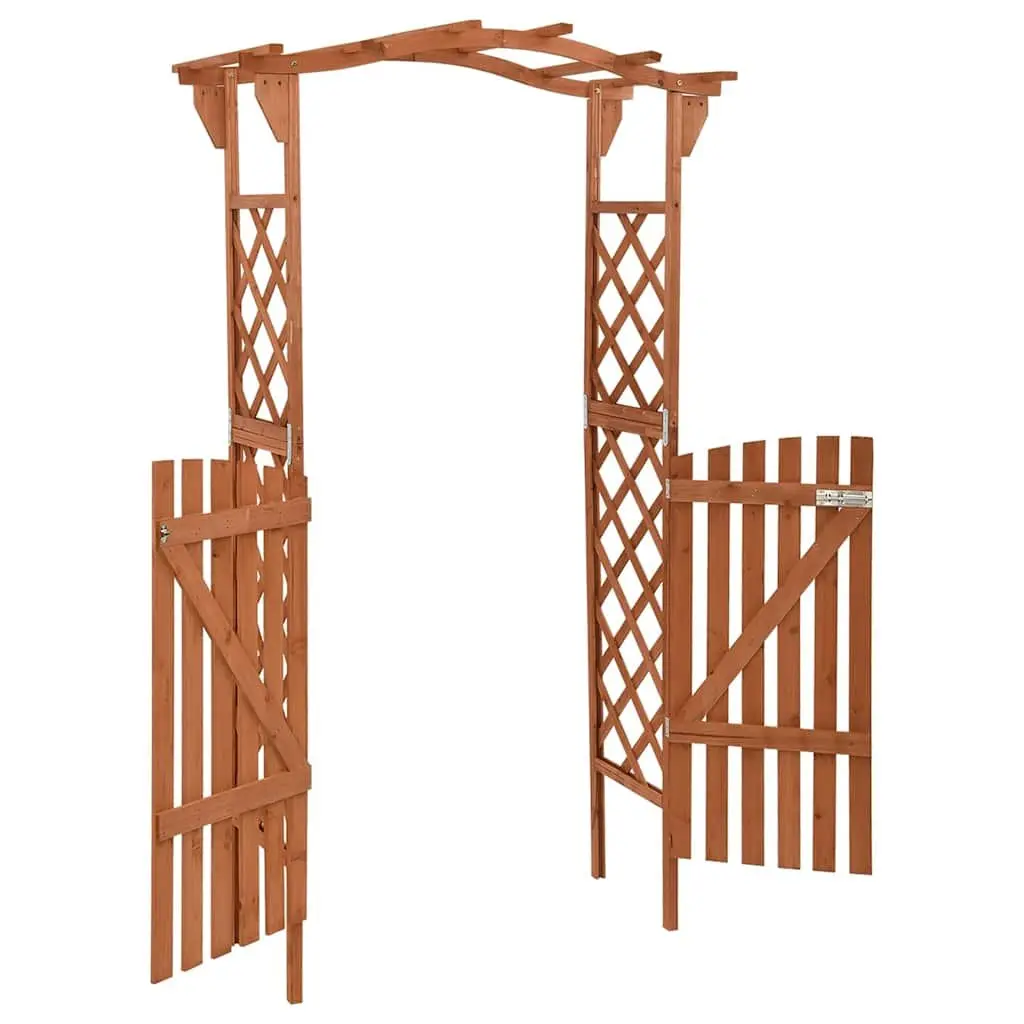 Brown Wooden Garden Pergola with Integrated Gate
