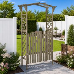 Sturdy Wooden Garden Pergola with Gate 116x40x204 cm
