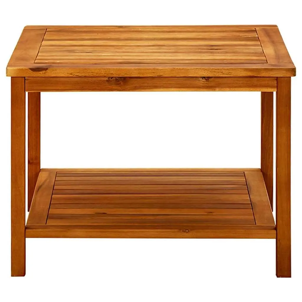 Solid Acacia Wood Coffee Table with Slatted Top 60x60x45 cm