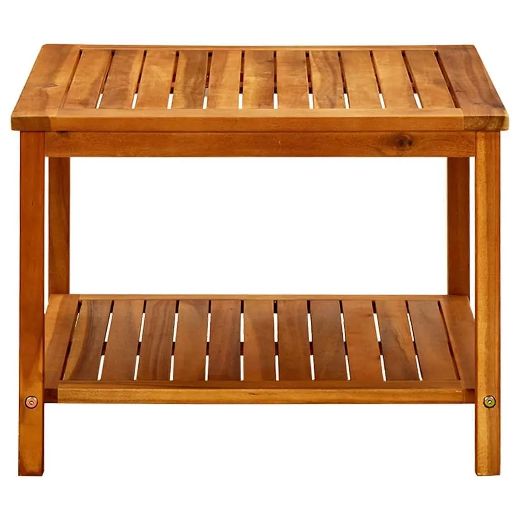 Solid Acacia Wood Coffee Table with Slatted Top 60x60x45 cm