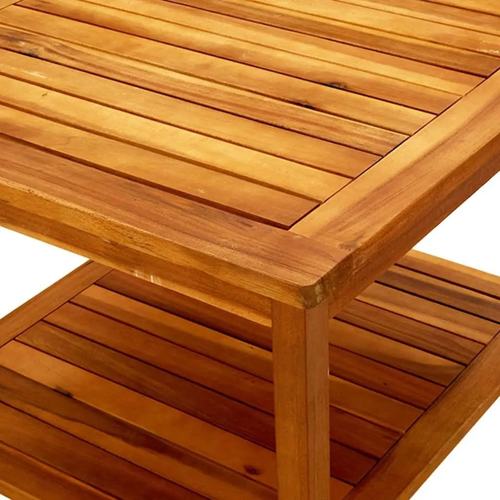 Solid Acacia Wood Coffee Table with Slatted Top 60x60x45 cm