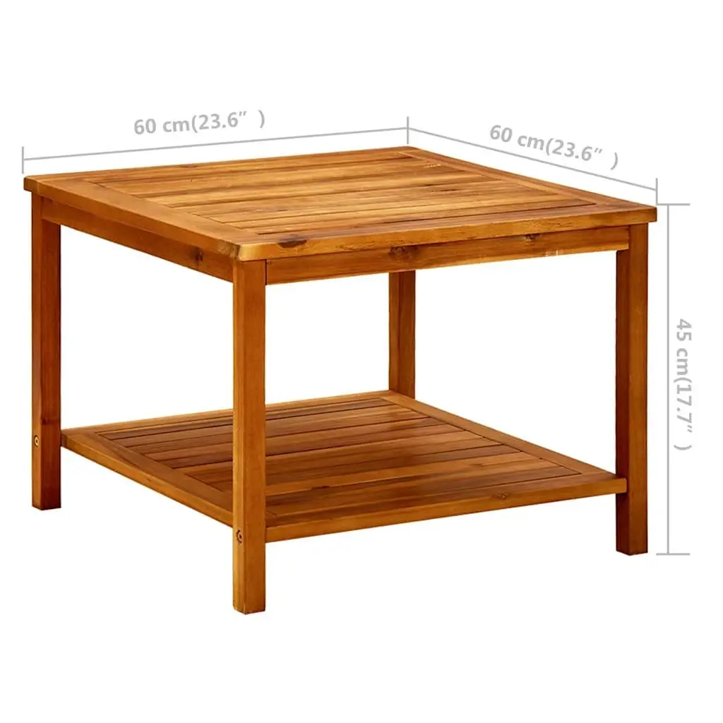 Solid Acacia Wood Coffee Table with Slatted Top 60x60x45 cm