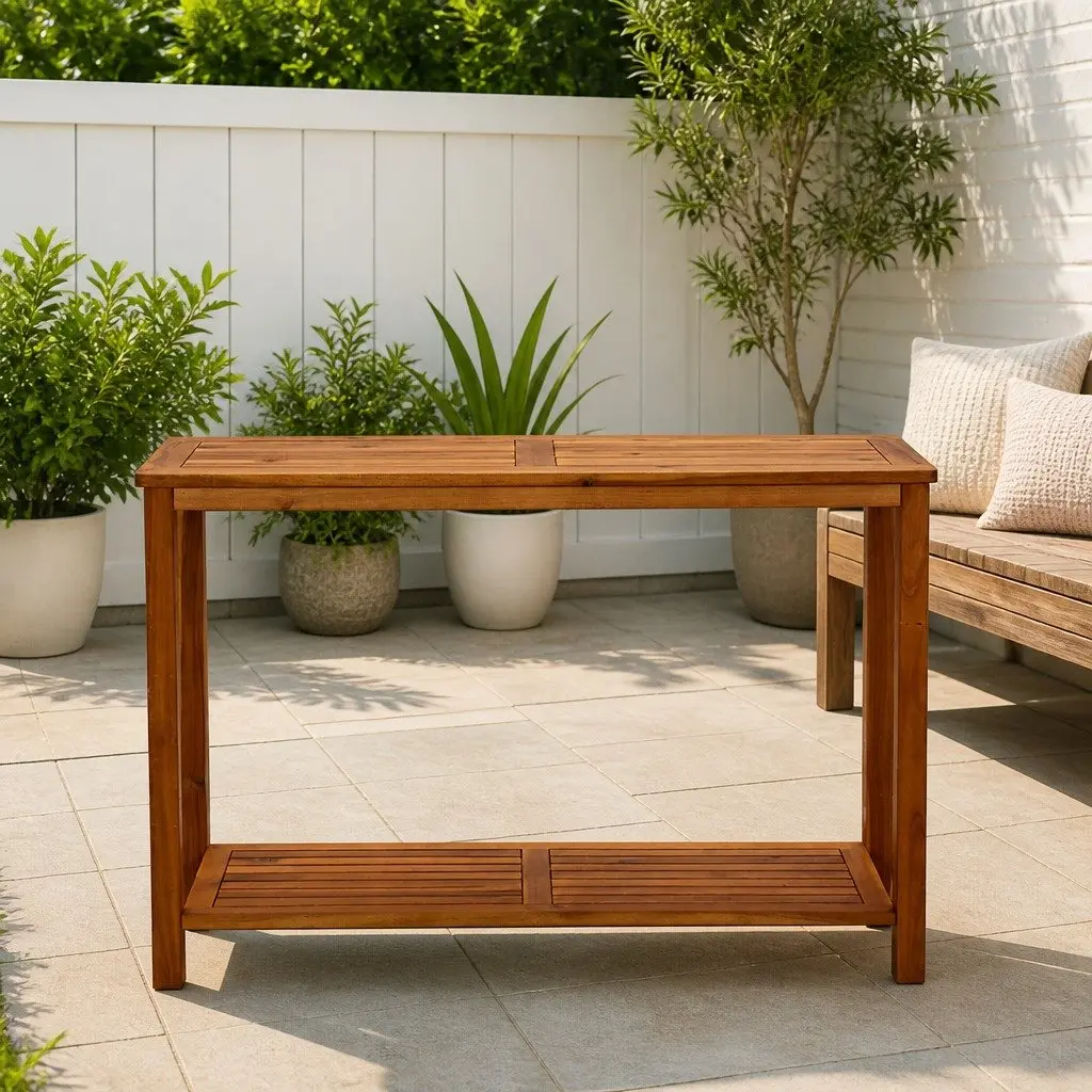 Outdoor Garden Console Table with Storage Shelf