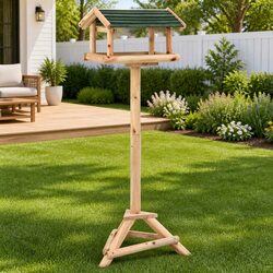 Sturdy Wooden Bird Feeder with Solid Fir Stand