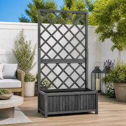 Sturdy Wooden Garden Trellis Planter with Flower Box