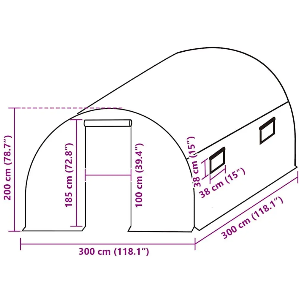 Greenhouse Replacement Cover 3x3x2m Transparent PE