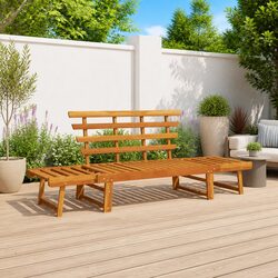 Convertible 2-in-1 Garden Bench & Day Bed in Brown