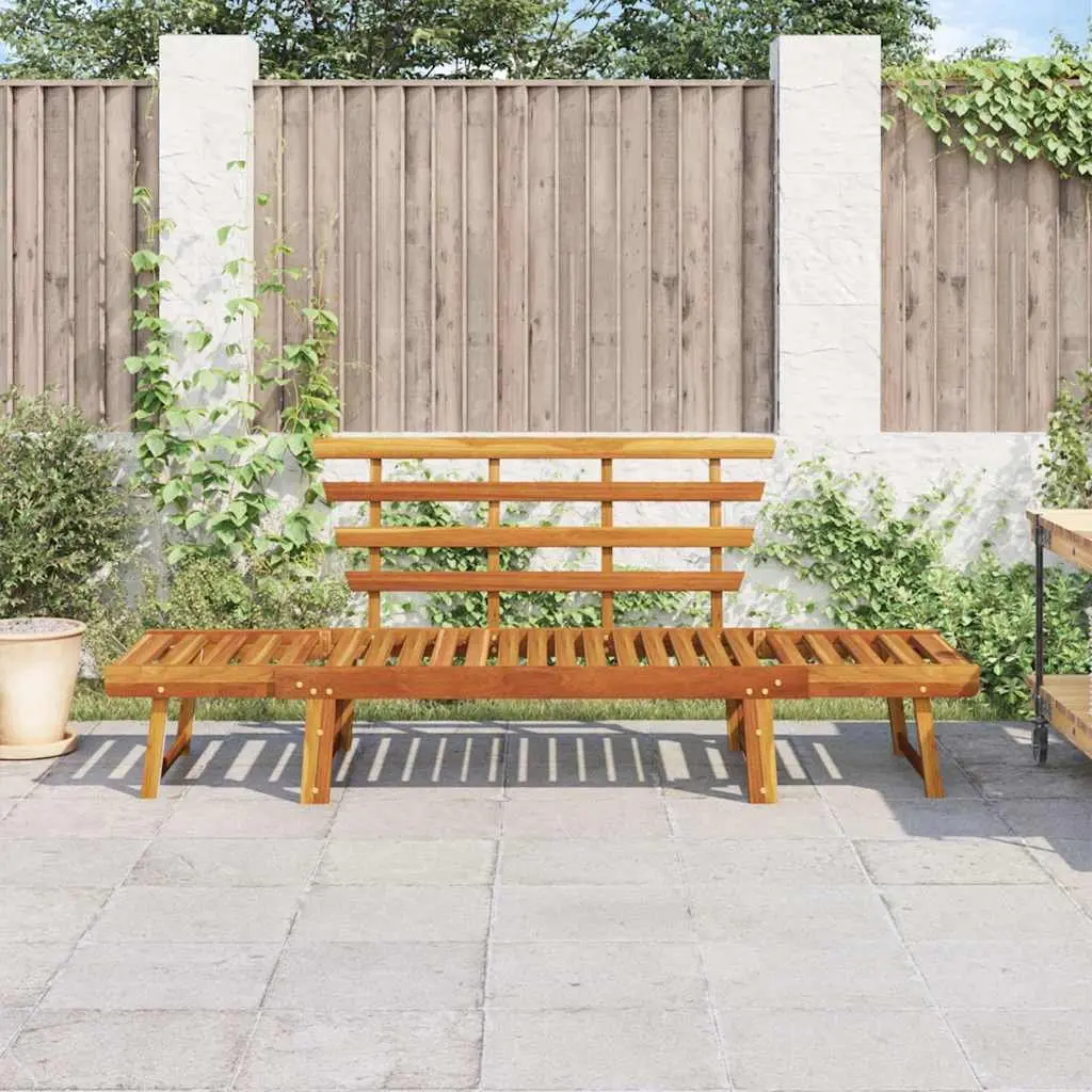 Garden Bench Acacia Wood 190cm Brown Outdoor 2-in-1 Convertible Sun Lounger Day Bed