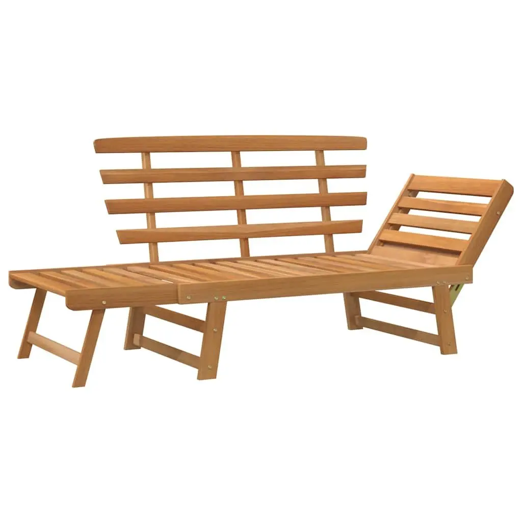 Garden Bench Acacia Wood 190cm Brown Outdoor 2-in-1 Convertible Sun Lounger Day Bed