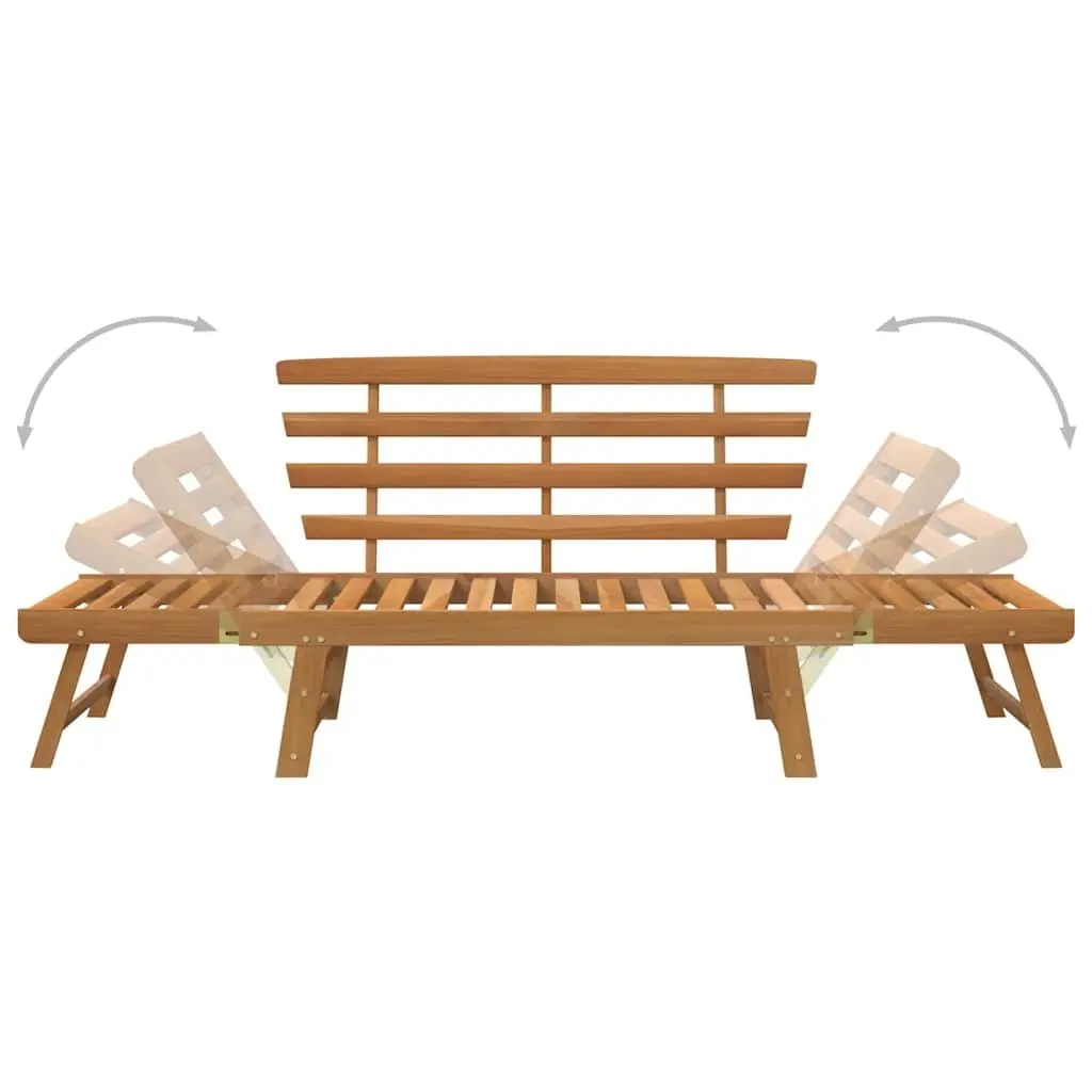 Garden Bench Acacia Wood 190cm Brown Outdoor 2-in-1 Convertible Sun Lounger Day Bed