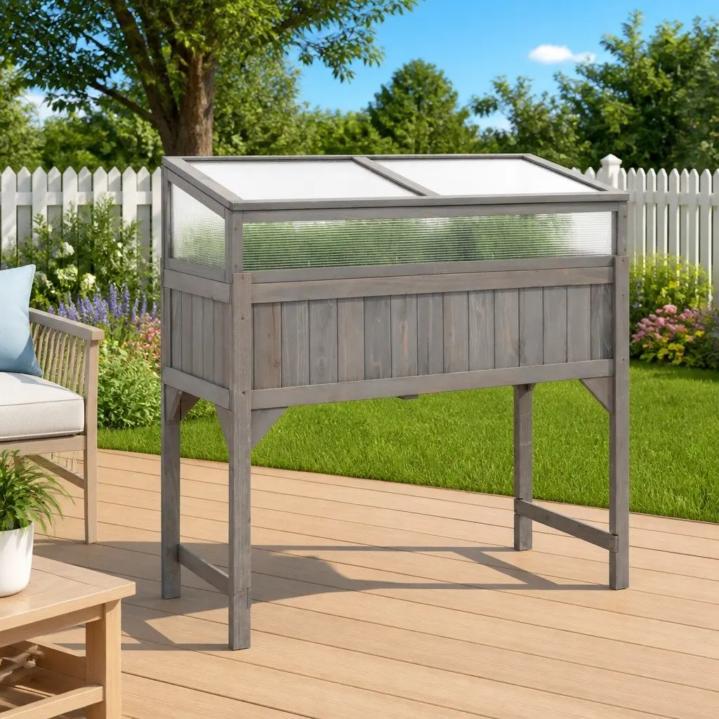 Raised Garden Bed with Greenhouse Top