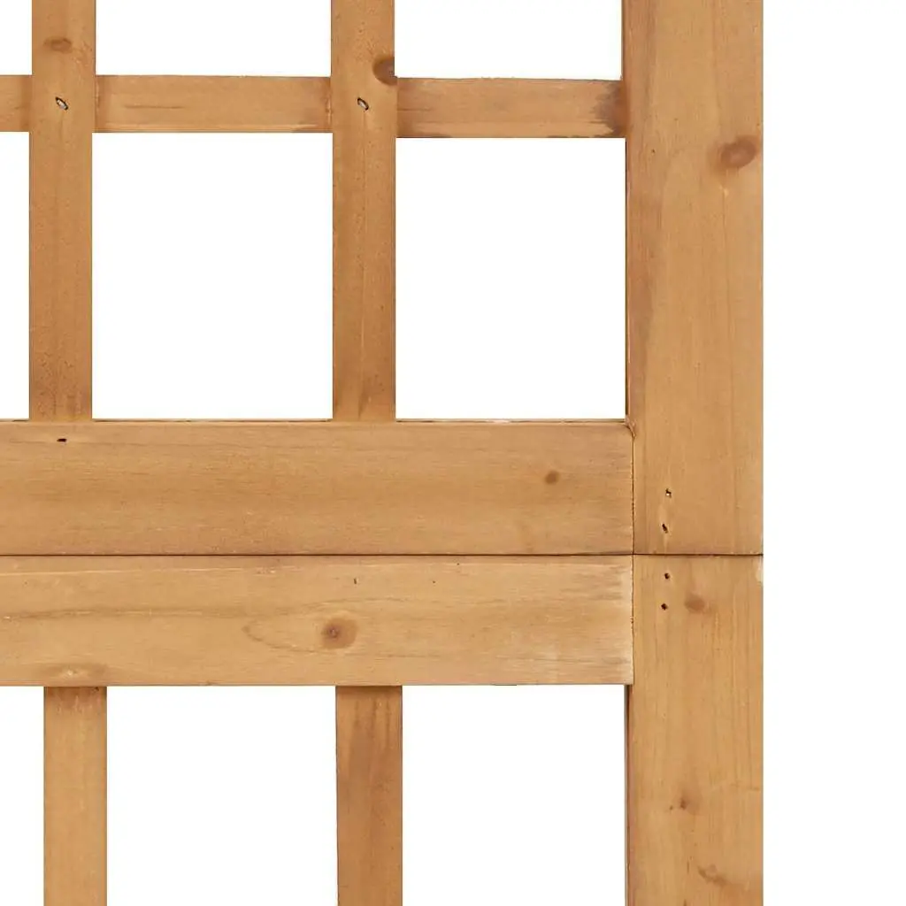 Brown 6-Panel Folding Screen Trellis Made of Solid Fir