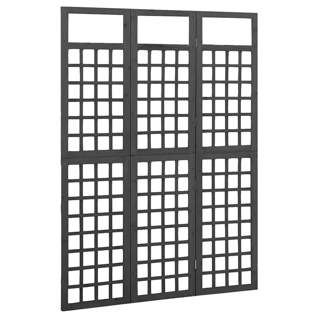 3-Panel Room Divider Trellis in Black