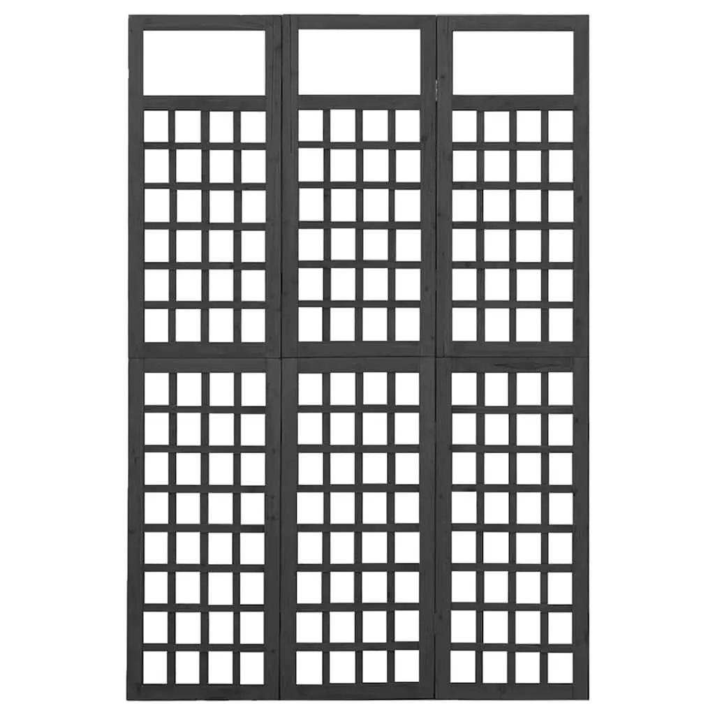 3-Panel Room Divider Trellis in Black