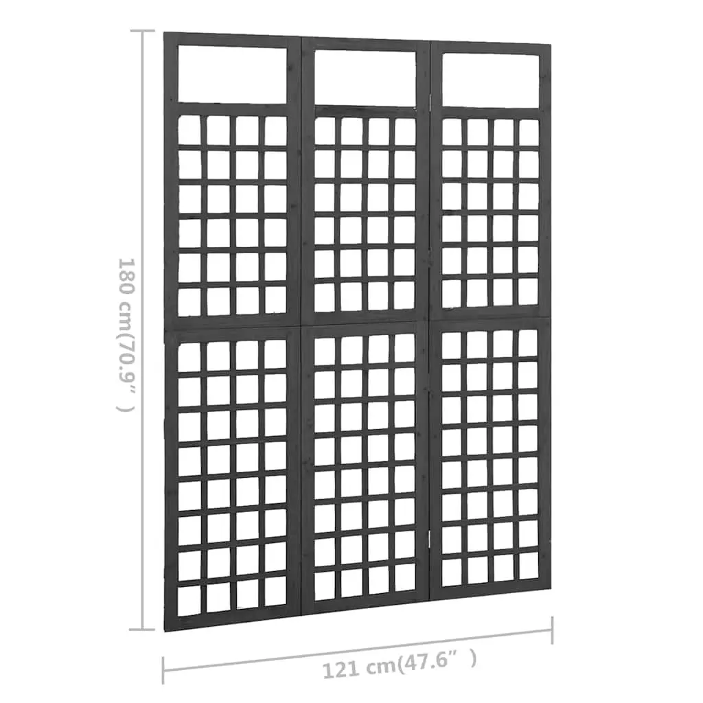 3-Panel Room Divider Trellis in Black
