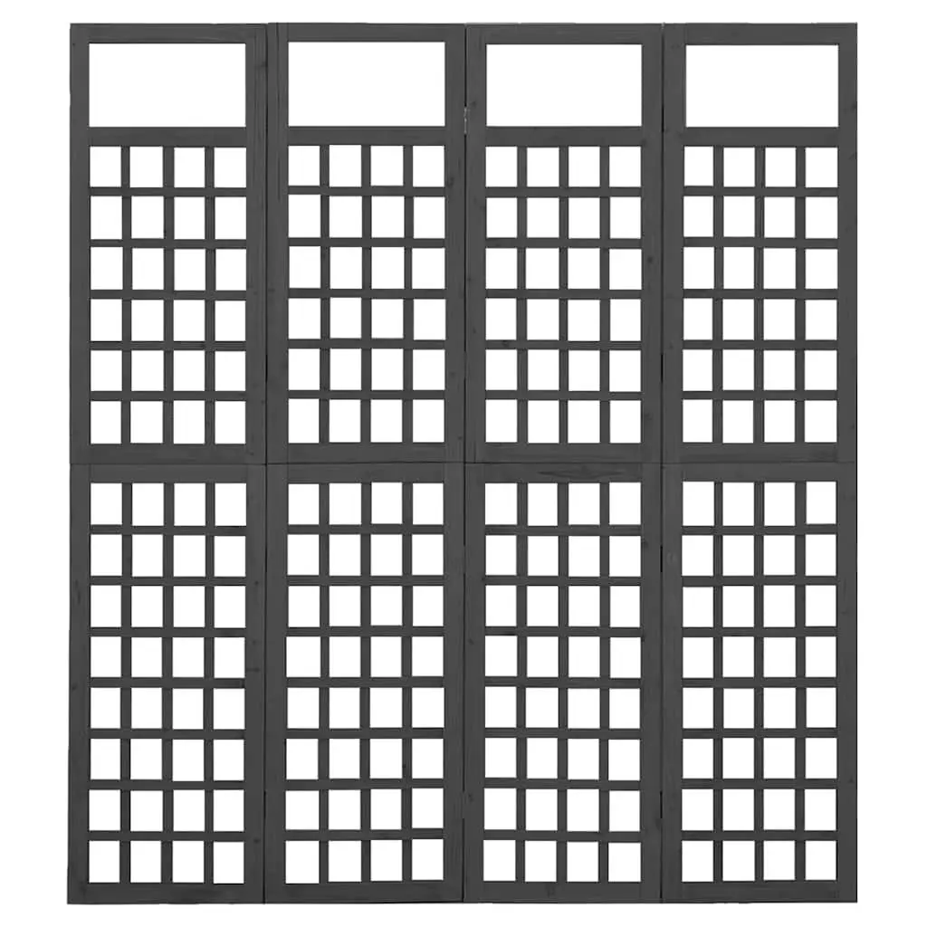 4-Panel Room Divider Solid Fir Wood 161x180cm Black