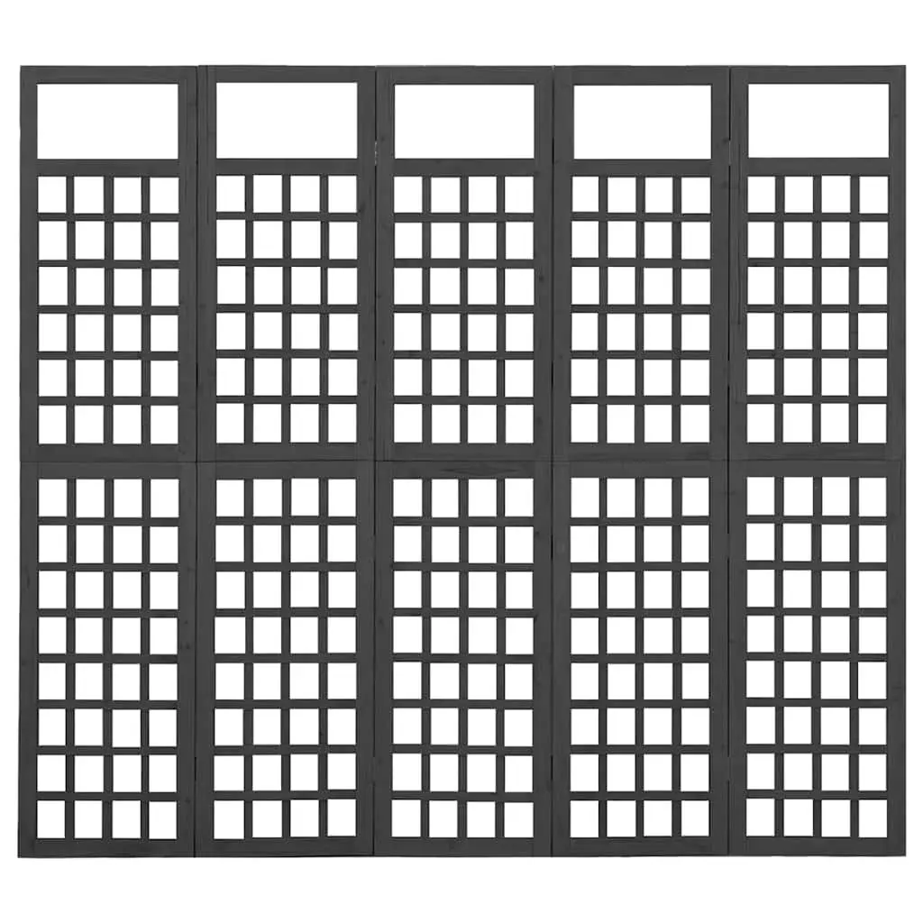 5-Panel Folding Screen Room Divider in Black