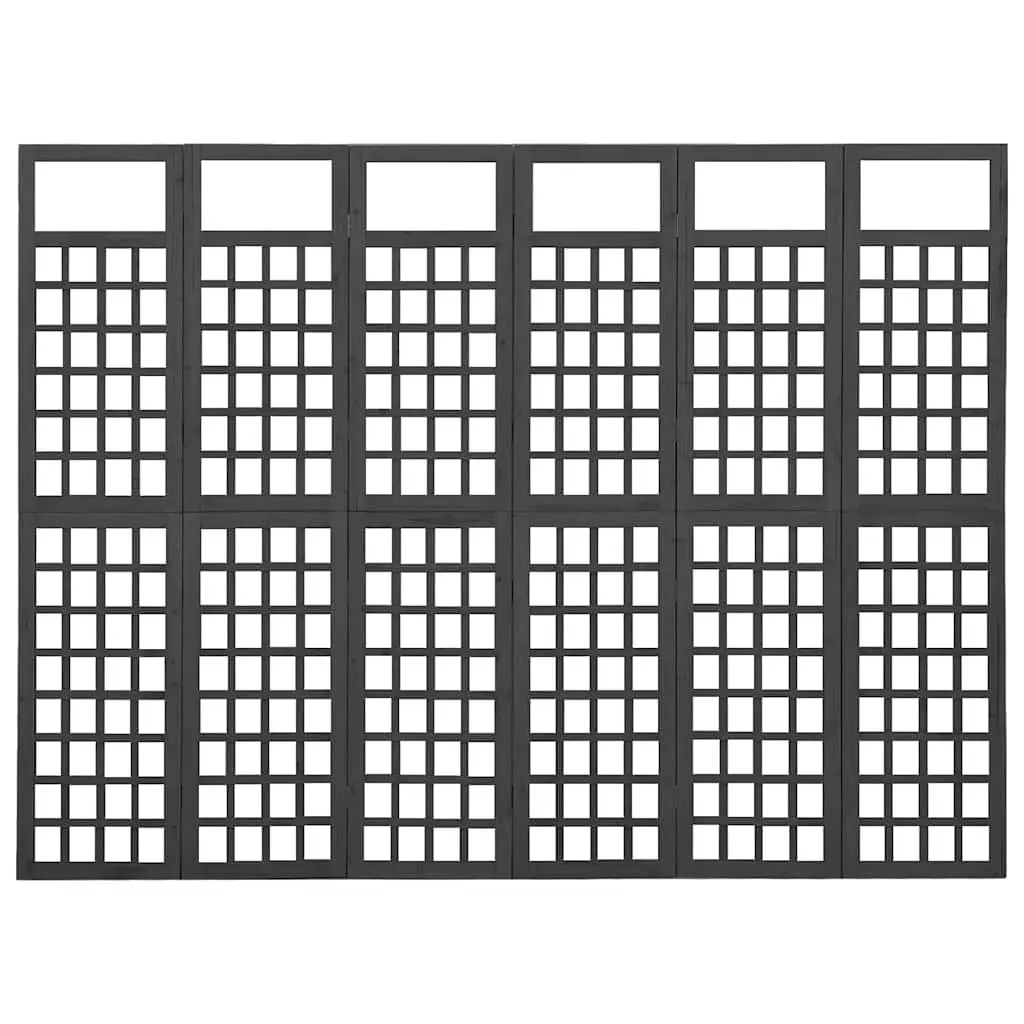6-Panel Room Divider Trellis in Black