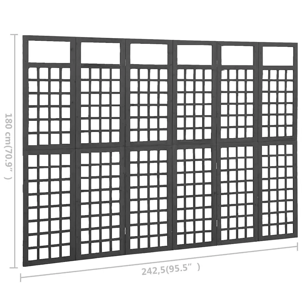 6-Panel Room Divider Trellis in Black