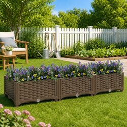 Durable Raised Garden Bed Planter Box 120x40x23cm Brown