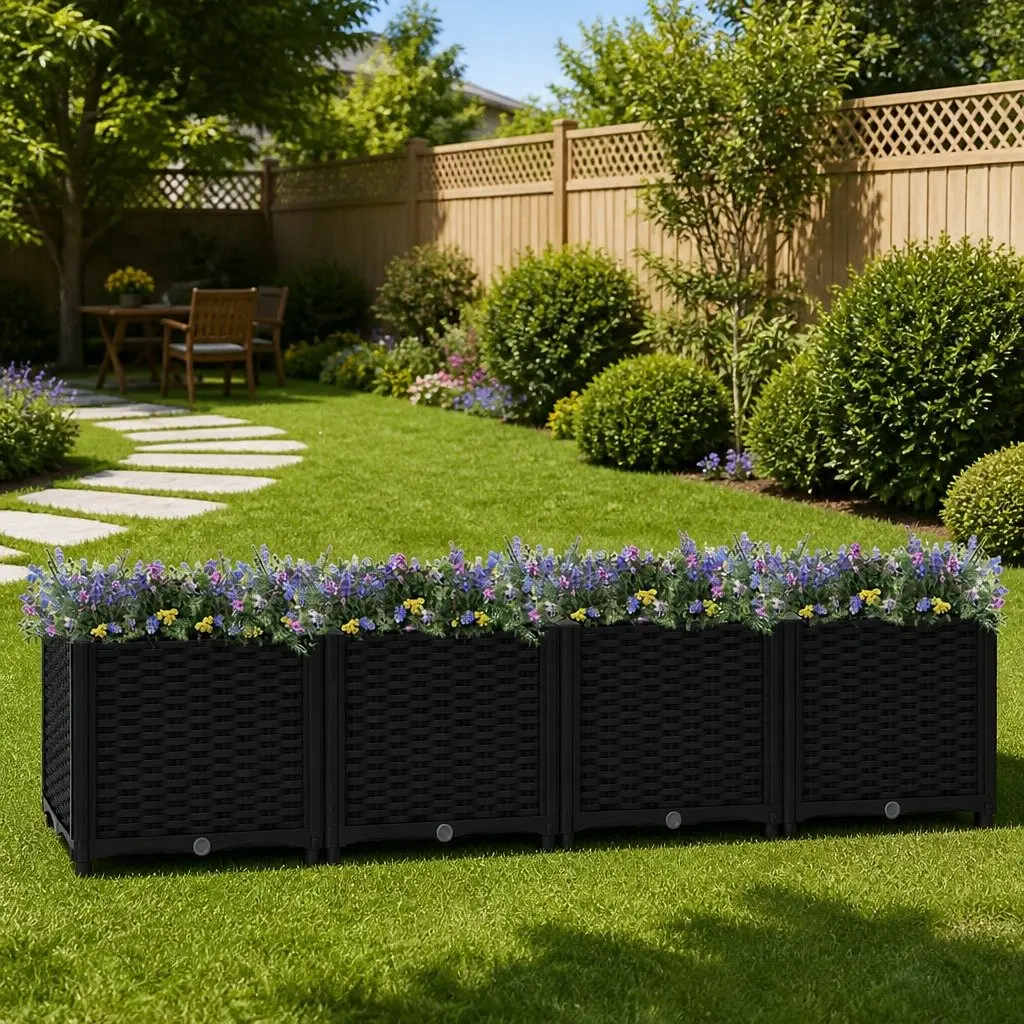Raised Garden Bed Planter Box Polypropylene 160 x 40 x 38 cm Black